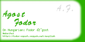 agost fodor business card